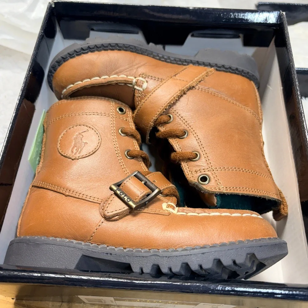 Polo Ralph Lauren Ranger Hi II Tan Leather Toddler Boots Size 9 990908T